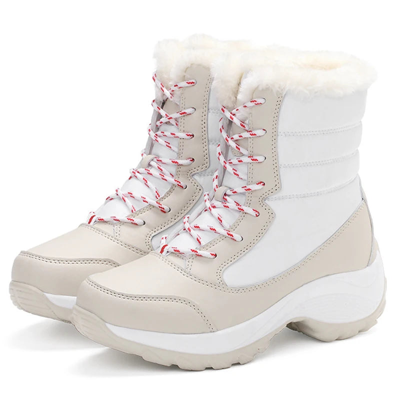 Snow Boots Women Platform Boots Non-Slip Women Winter Shoes Fur Warm Ankle Boots for Women Wedges Waterproof Thigh High Boots