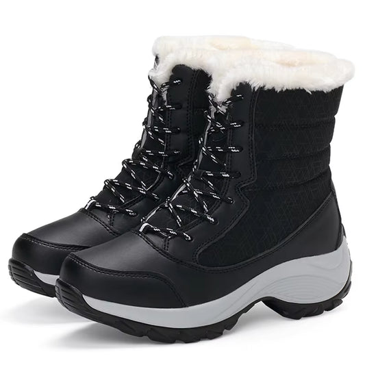 Snow Boots Women Platform Boots Non-Slip Women Winter Shoes Fur Warm Ankle Boots for Women Wedges Waterproof Thigh High Boots