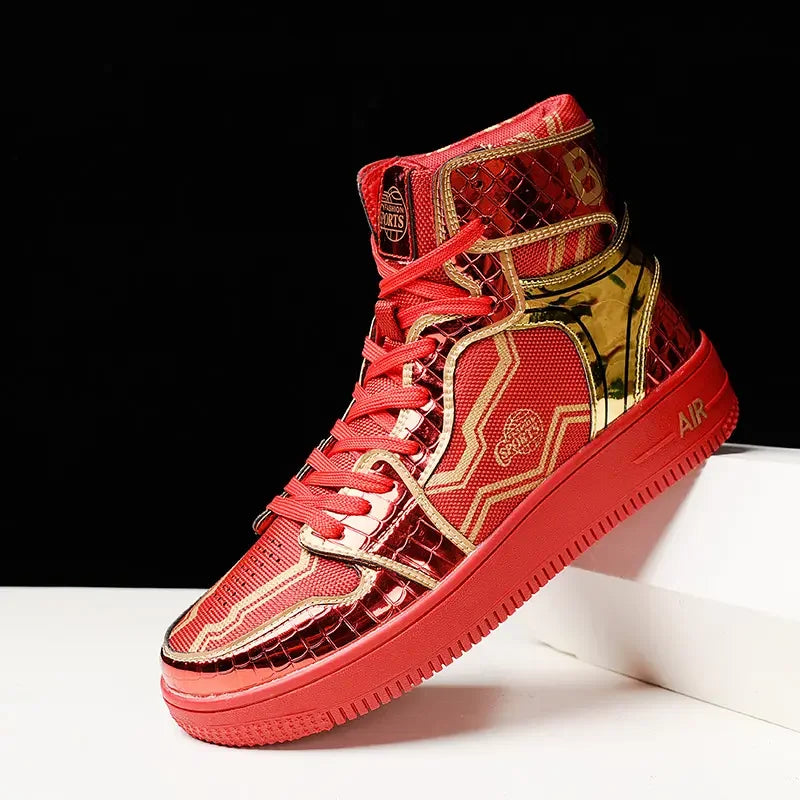 2024 Superstar Fashion High Top Men'S Shoes Couple Red Sneakers Mirror Luxury Designer Skateboard Shoes Men Vulcanized Sneakers