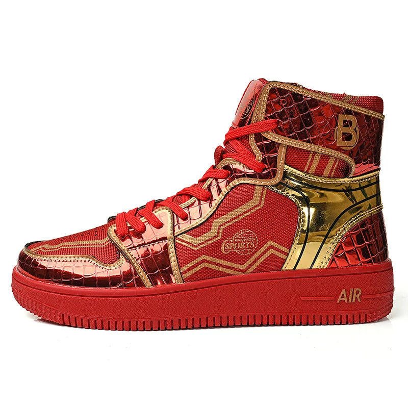 2024 Superstar Fashion High Top Men'S Shoes Couple Red Sneakers Mirror Luxury Designer Skateboard Shoes Men Vulcanized Sneakers