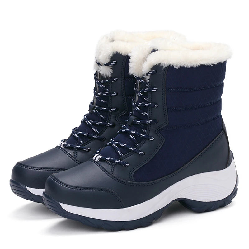 Snow Boots Women Platform Boots Non-Slip Women Winter Shoes Fur Warm Ankle Boots for Women Wedges Waterproof Thigh High Boots