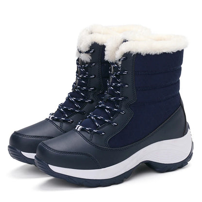Snow Boots Women Platform Boots Non-Slip Women Winter Shoes Fur Warm Ankle Boots for Women Wedges Waterproof Thigh High Boots