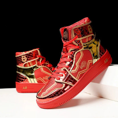 2024 Superstar Fashion High Top Men'S Shoes Couple Red Sneakers Mirror Luxury Designer Skateboard Shoes Men Vulcanized Sneakers