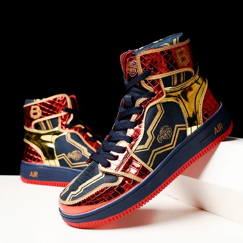2024 Superstar Fashion High Top Men'S Shoes Couple Red Sneakers Mirror Luxury Designer Skateboard Shoes Men Vulcanized Sneakers