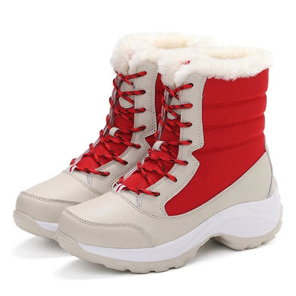 Snow Boots Women Platform Boots Non-Slip Women Winter Shoes Fur Warm Ankle Boots for Women Wedges Waterproof Thigh High Boots